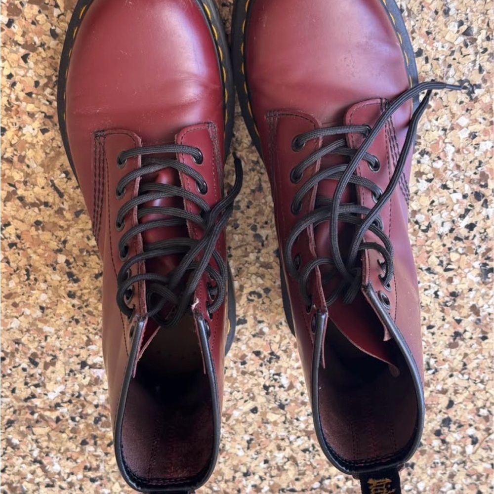 Dr. Martens Women's Cherry Red 1460 Leather Lace-Up Ankle Boots